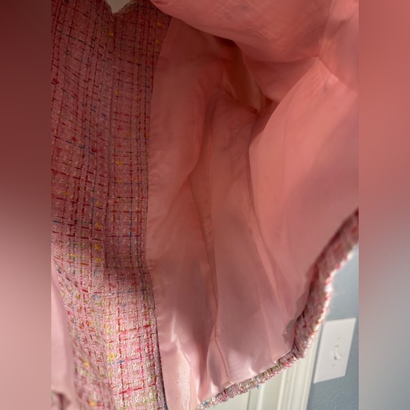 Spanner Pink Rainbow Tweed Blazer Jacket Short Length Bows Womens Size 8 - Picture 11 of 11